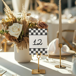 Numeração De Mesa Painted Black Checkerboard Pattern Wedding