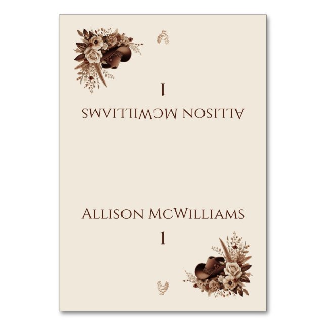 Numeração De Mesa País Elegante Moderno Ocidental - Aves De Capoeira (Frente)