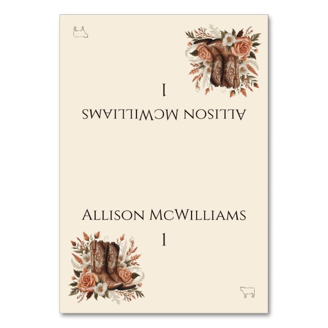 Numeração De Mesa País Elegante Moderno Ocidental- Flores - Ícone Ca (Frente)