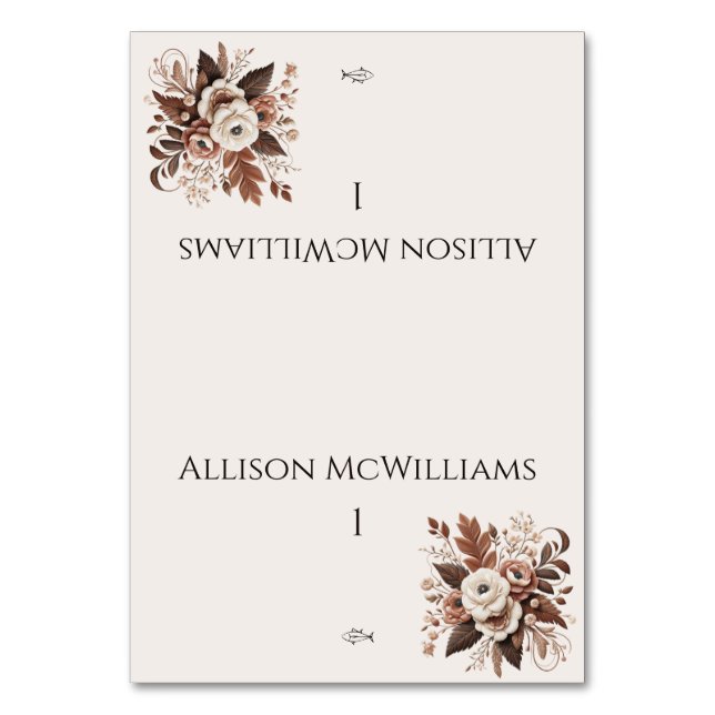 Numeração De Mesa País Elegante Moderno Ocidental - Peixe Floral (Frente)