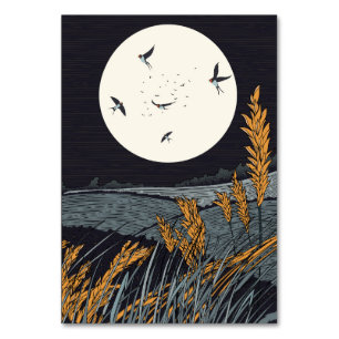 Numeração De Mesa Paisagem Japonesa Vintage à Noite