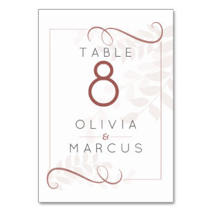 Numeração De Mesa Pale Mocha Foliage e Spice Brown Acentos