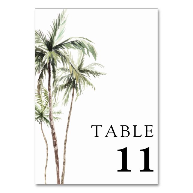 Numeração De Mesa Palm Tree Tropical | Casamento mínimo (Frente)
