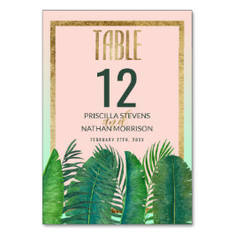 Numeração De Mesa Palmeira Tropical Banana Leaf Dourada