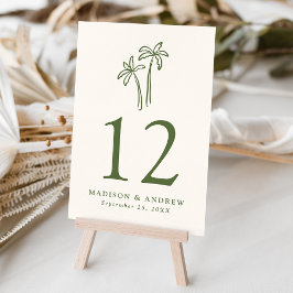 Numeração De Mesa Palmeiras Modernas Desenhadas à Mão em Creme Casam