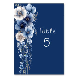 Numeração De Mesa Pano Floral Azul Branco Aquarela Estrelas