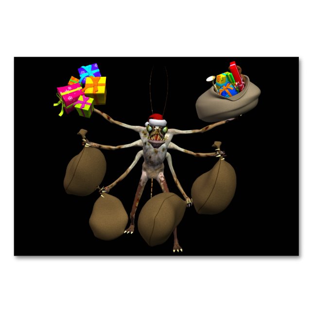 Numeração De Mesa Papai Noel Aranha Estranha Com Mãos Cheias (Frente)