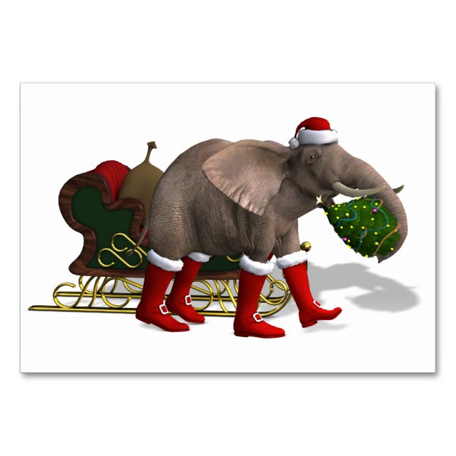 Numeração De Mesa Papai Noel Elefante Doce (Frente)