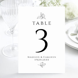 Numeração De Mesa Papel de casamento personalizado preto e branco Fo