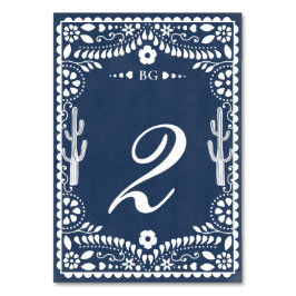 Numeração De Mesa Papel Picado Casamento Mexicano Rústico Azul Casam
