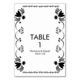 Numeração De Mesa Papel Picado Floral Casamento Mexicano Preto Branc