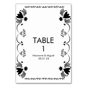 Numeração De Mesa Papel Picado Floral Casamento Mexicano Preto Branc
