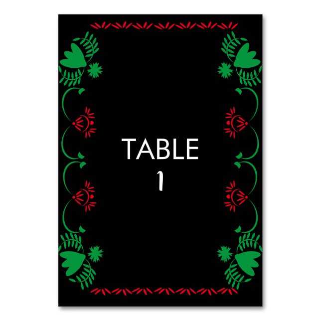 Numeração De Mesa Papel Picado Floral Mexicano para Mesa de Casament (Frente)