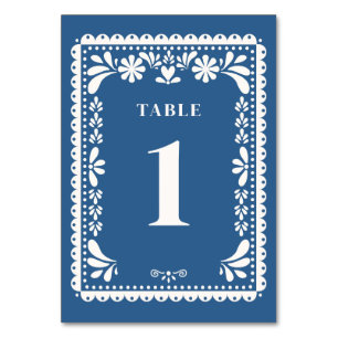 Numeração De Mesa Papel Picado Números de Tabela Casada Blue Mexican