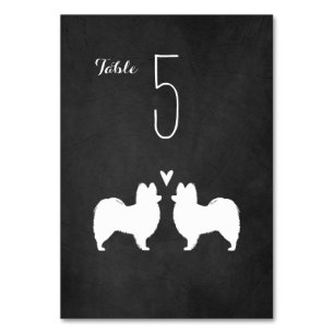 Numeração De Mesa Papillon Dog Silhouettes Recepção de casamento