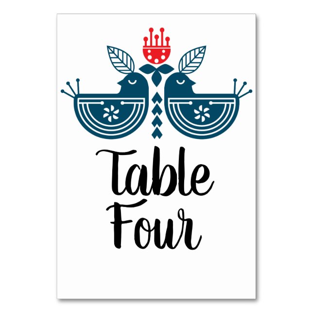 Numeração De Mesa Par de Pássaros do Amor em Arte Popular (Frente)