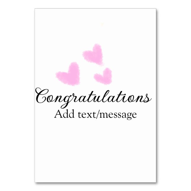 Numeração De Mesa Parabéns cor-de-rosa (Frente)