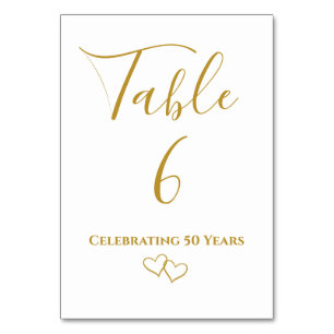 Numeração De Mesa Partido Personalizado do Ouro Simples 50º Aniversá