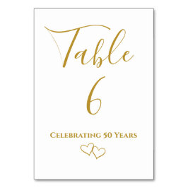 Numeração De Mesa Partido Personalizado do Ouro Simples 50º Aniversá