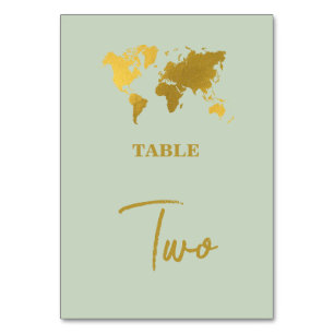 Numeração De Mesa Passaporte Verde-Salvia Dourado para Casamento de 