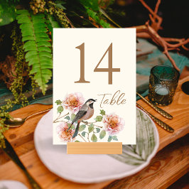 Numeração De Mesa Pássaro em Florais Casamento
