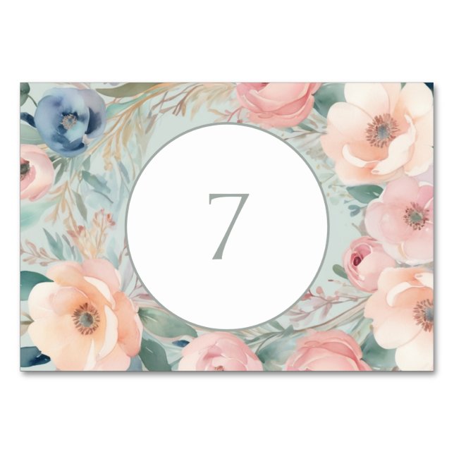 Numeração De Mesa Pastel Floral Elegance Wedding (Frente)