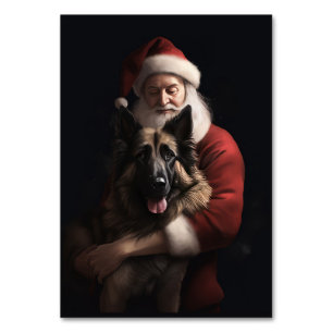 Numeração De Mesa Pastor Belga Papai Noel Festivo Natal