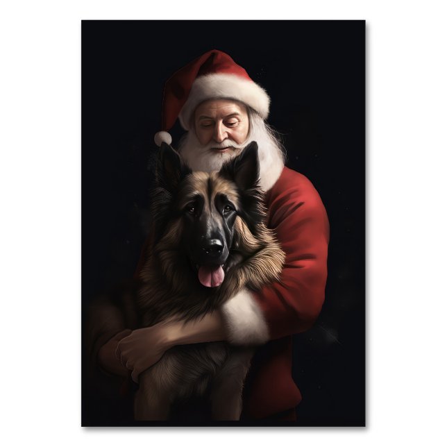 Numeração De Mesa Pastor Belga Papai Noel Festivo Natal (Frente)