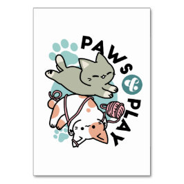 Numeração De Mesa Patas e Diversão – Ilustração Adorável de Gato