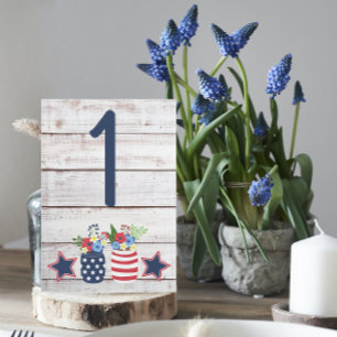 Numeração De Mesa Patriotic Love II Rustic 4 de julho Wedding