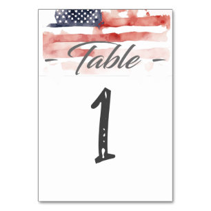 Numeração De Mesa Patriótico Personalizável, Sinalizador de Aquarela