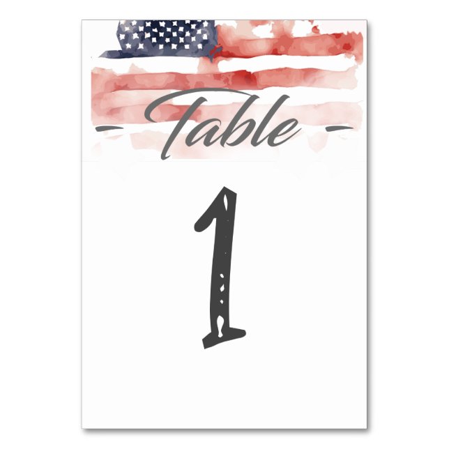 Numeração De Mesa Patriótico Personalizável, Sinalizador de Aquarela (Frente)