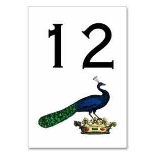 Numeração De Mesa Pavão Estilizado Vintage Heráldico no C da Coroa
