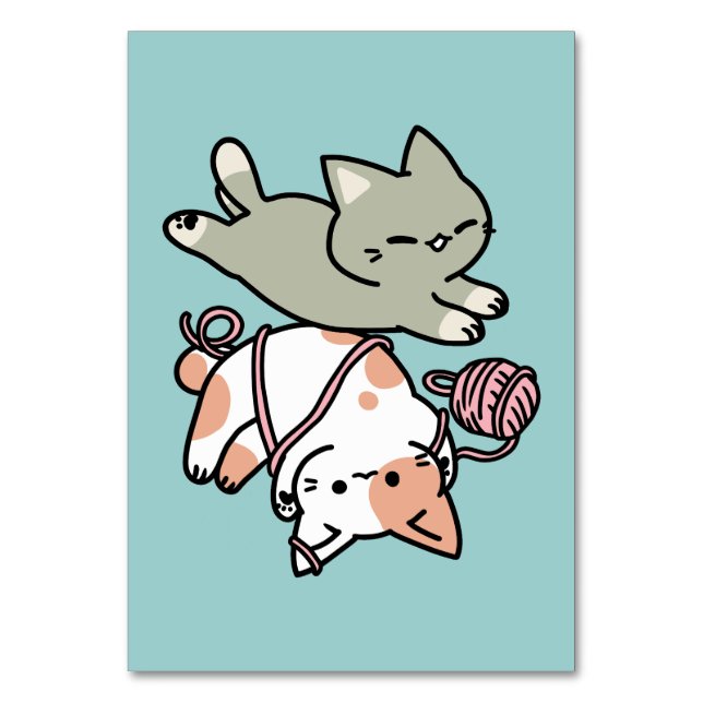 Numeração De Mesa Paws and Play – Adorable Cat Illustration (Frente)