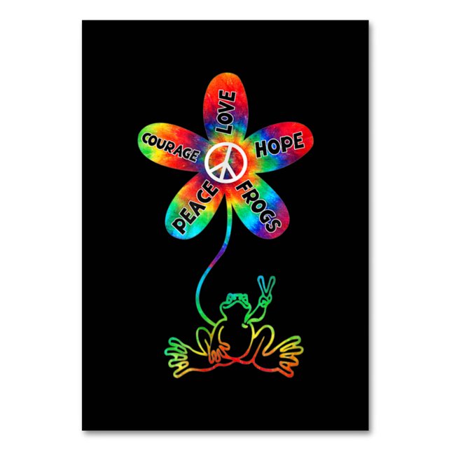 Numeração De Mesa Peace Courage Love Hope Sapos Hippie (Frente)