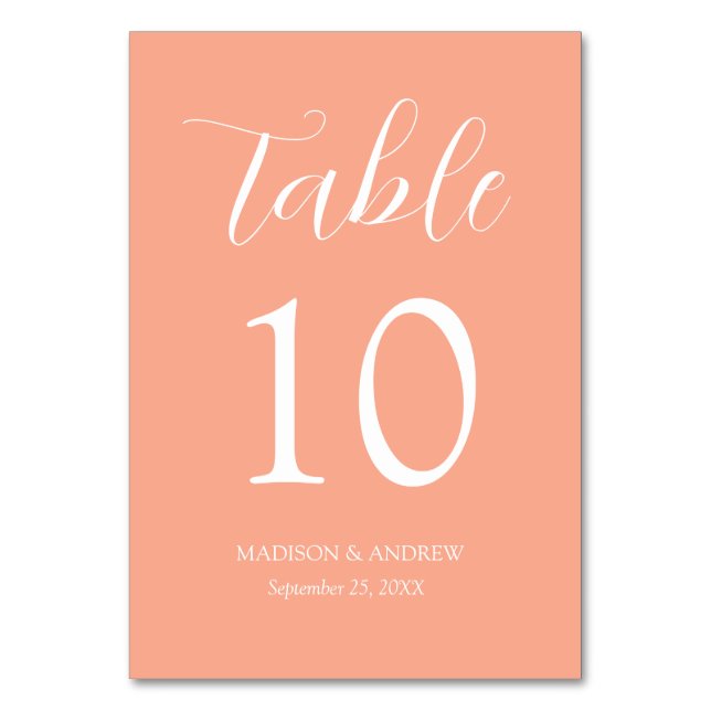 Numeração De Mesa Peach Modern Elegance Wedding (Frente)