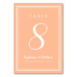 Numeração De Mesa Peach Modern Simples Minimalista de Recepção de ca