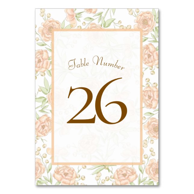 Numeração De Mesa Peach Rose Wedding (Verso)