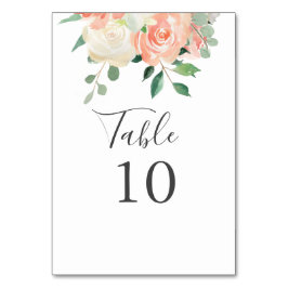 Numeração De Mesa Peach Watercolor Floral Wedding