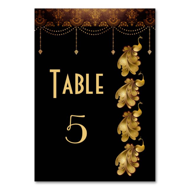 Numeração De Mesa Peacocks ouros, Casamento em Deco Egípcio (Frente)