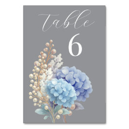 Numeração De Mesa Pearl Hydrangea Blue Waterercolor Casamento Românt