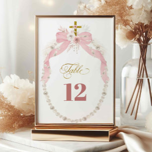 Numeração De Mesa Pearl Pink Boho Primeiro Sagrado Número de Tabela