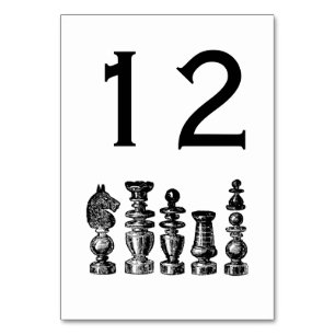 Numeração De Mesa Peças de Xadrez Arte Vintage