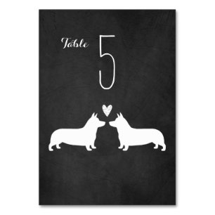 Numeração De Mesa Pembroke Welsh Corgi Silhouettes Recepção de casam