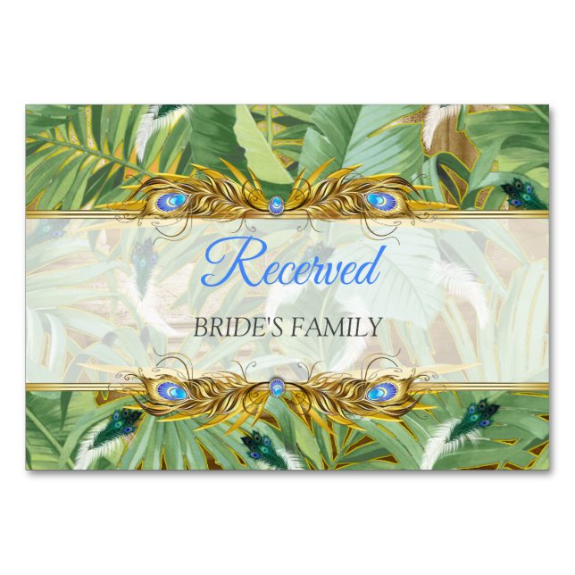 Numeração De Mesa Penas de Peacock Reais ouros (Frente)