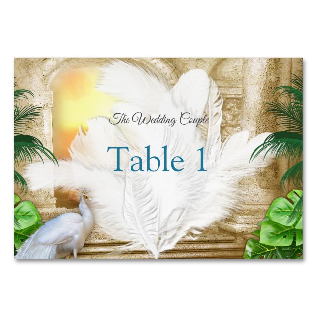 Numeração De Mesa Penas de Peacock Reais ouros (Frente)