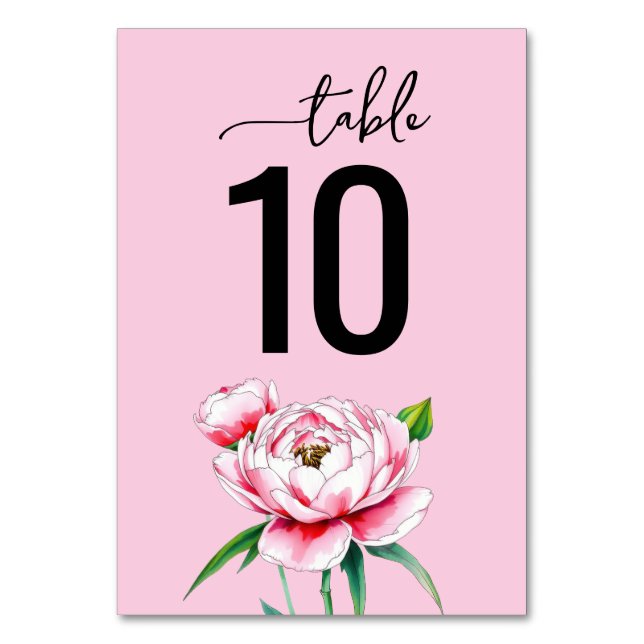 Numeração De Mesa Peônia Botânica Rosa Sofisticada (Frente)