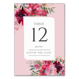 Numeração De Mesa Peônia Romântica em Rosa Poeirento em Moldura Mode