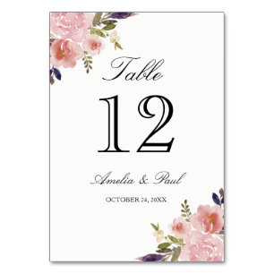 Numeração De Mesa Peônias de aquarela Placas de Número de Tabela de