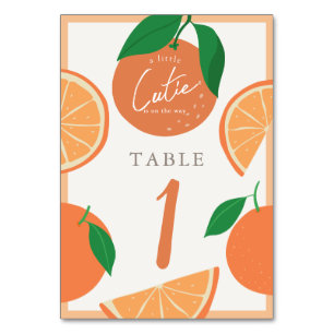 Numeração De Mesa Pequeno Chá de fraldas Laranja Moderno Cutie